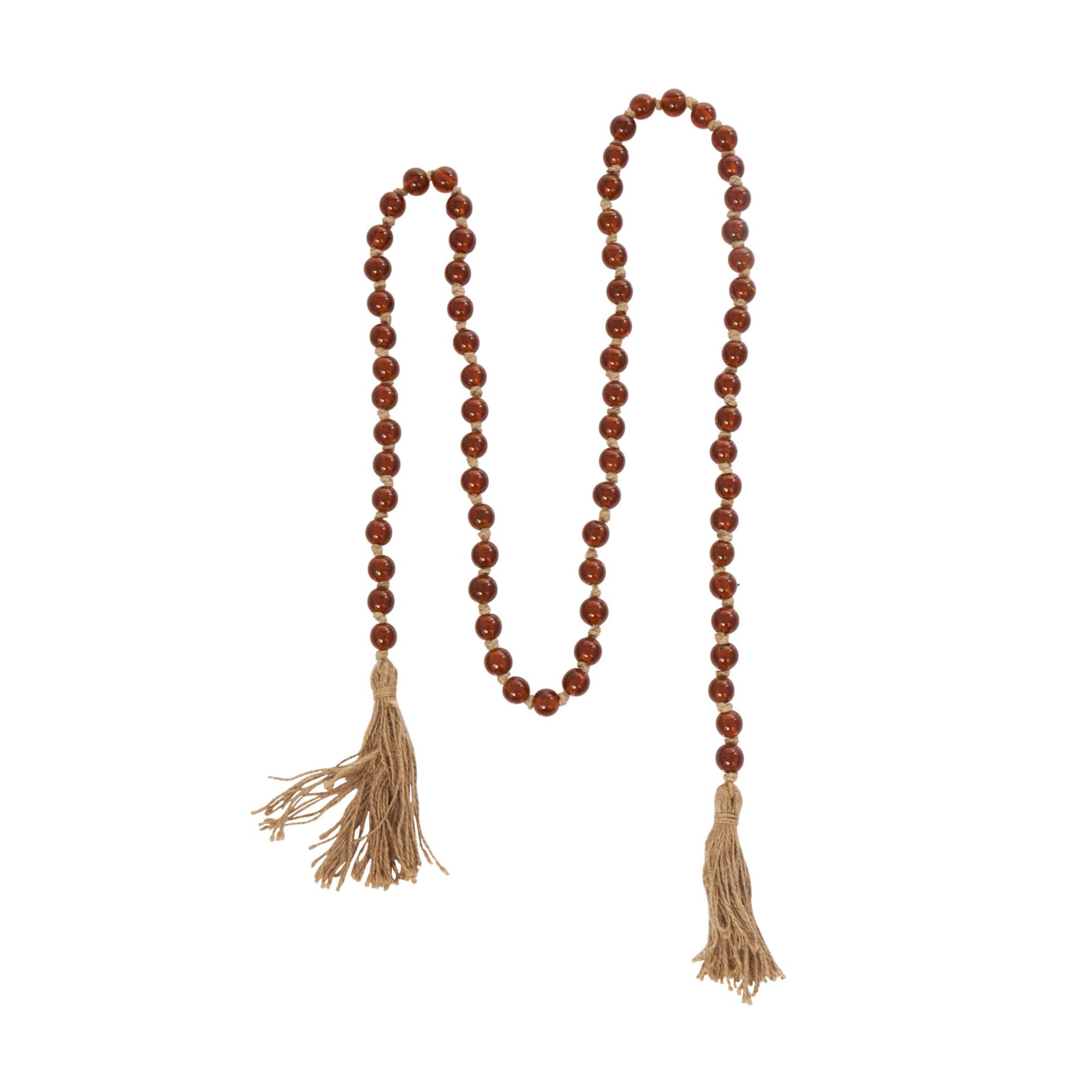 83" Glass Handmade Round Long Beaded Garland with Jute Tassel